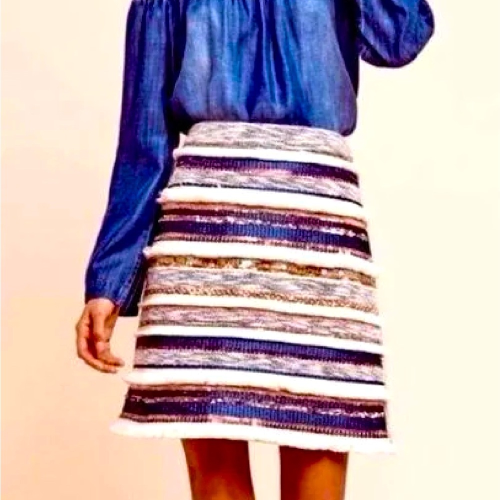 Anthropologie Moulinette Soeurs serine beaded fringe mini skirt